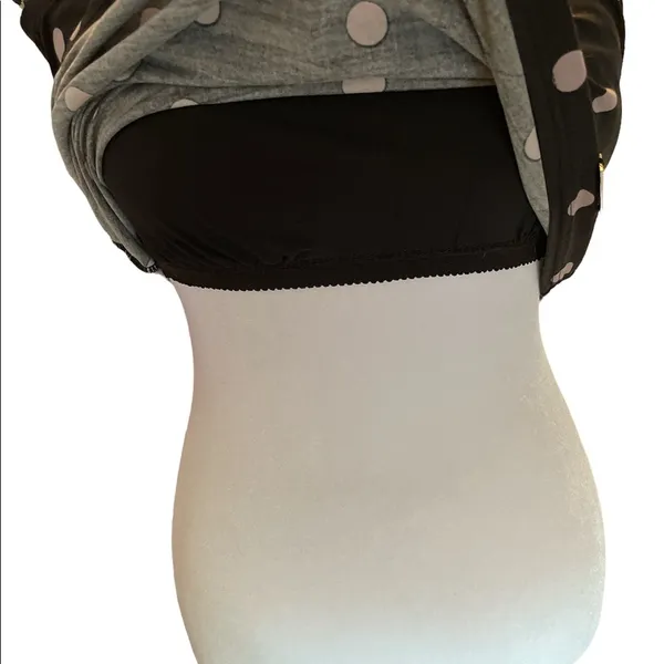 DKNY Swim Bathing Suit Top only Black with Gray Polka dots Loose Fit Small - Image 4