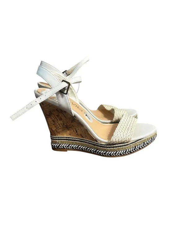 Bella-Vita Women’s White & Tan Wedges - Image 3