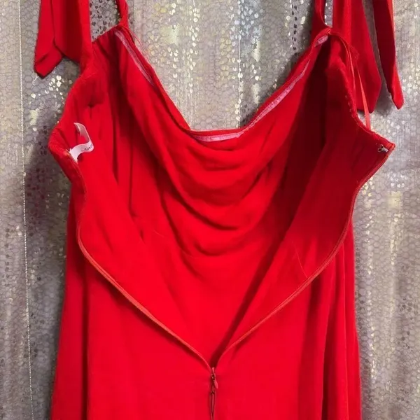 Capulet Cherry Red Giulia Button Front Tie Sleeve Mini Dress Medium - Image 8