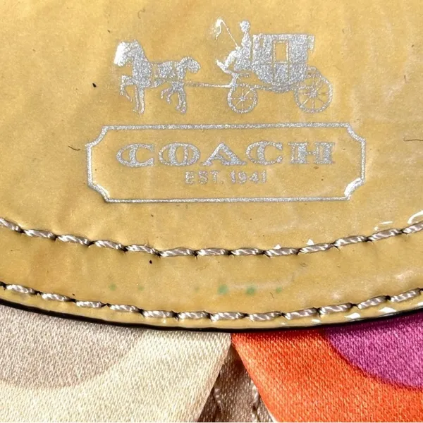 Coach Optic C Colorful Patterned Wristlet Orange pink cream. Patent Leather - Image 5