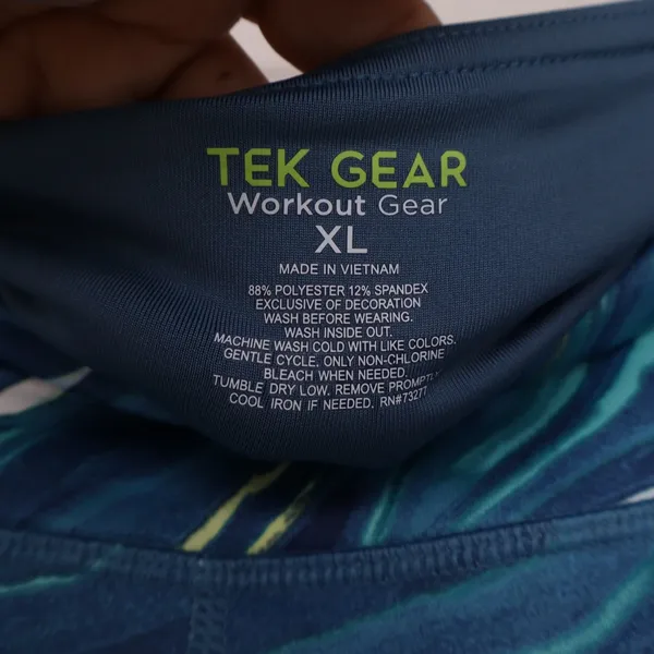 Tek Gear Womens XL Blue Marble Swirl High Waisted Active Leggings with Pockets - Image 2