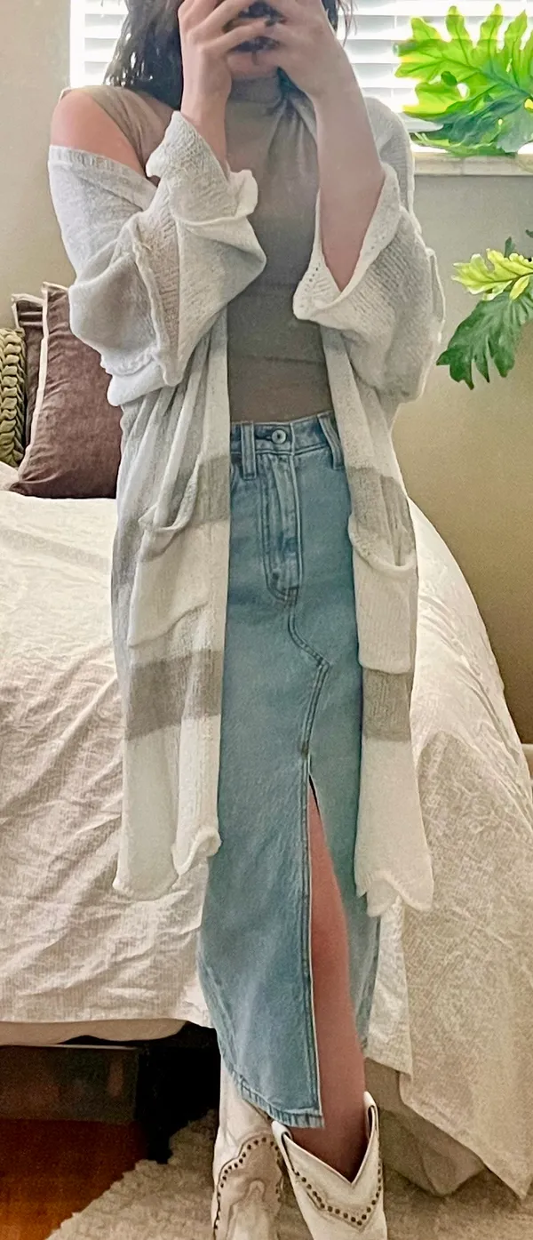 Striped Open Knit Cardigan - Image 3