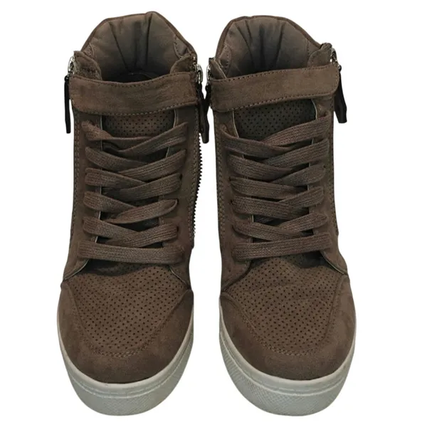 Vintage brown gray Steve Madden Wedge sneakers sz 7 - Image 2