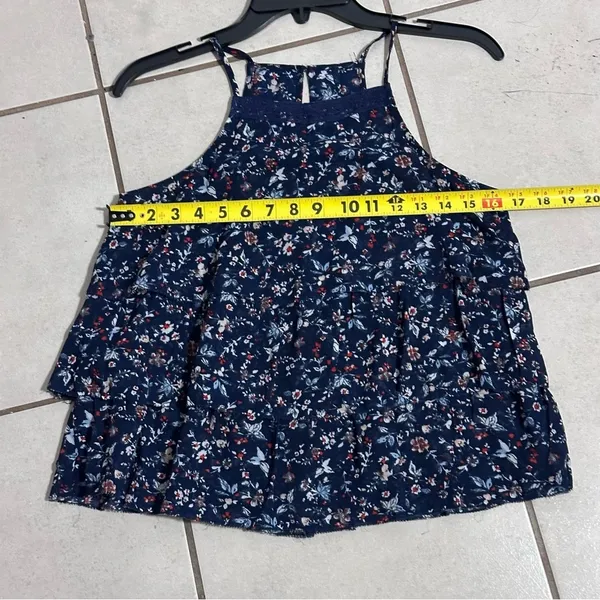 Abercrombie & Fitch Women Ruffle‎ Blue Sleeveless Blouse Top size S. - Image 8