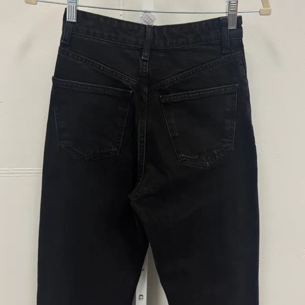 Zara Women's High Rise Straight Leg Distressed Jeans‎ Raw Hem Sz 4 6688/027/800 - Image 8