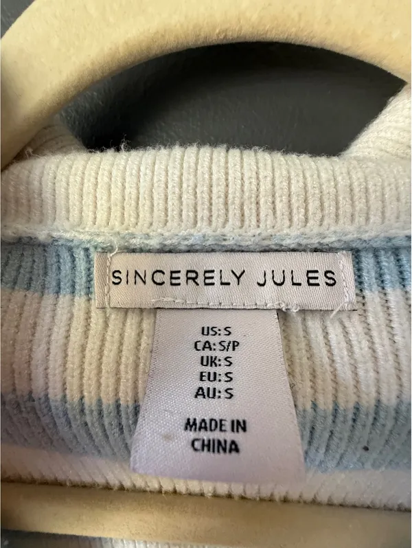 Sincerely Jules Striped Knit Sweater with Collar, Size Small - Image 3