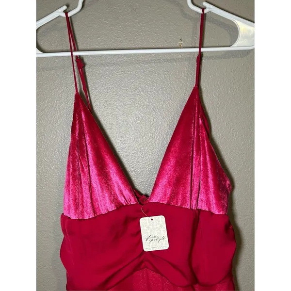 NEW Free People Skylie Saylor Pink Colorblock Going Out Romper Women’s Size 12 - Image 5