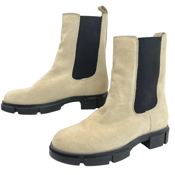 Cruza Tendência Chelsea Boots‎ Women 38 Beige Suede Lug Sole Tall Shaft - Image 5
