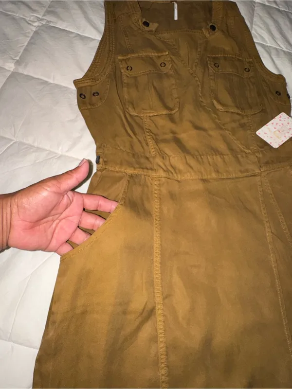 Free People Brown Utility Pinafore Dress - Image 2
