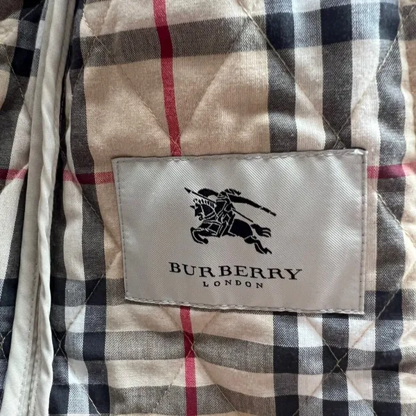 Burberry Classic Diamond Quilted Riding Jacket Tan Plaid Lining Preppy Small - Image 8