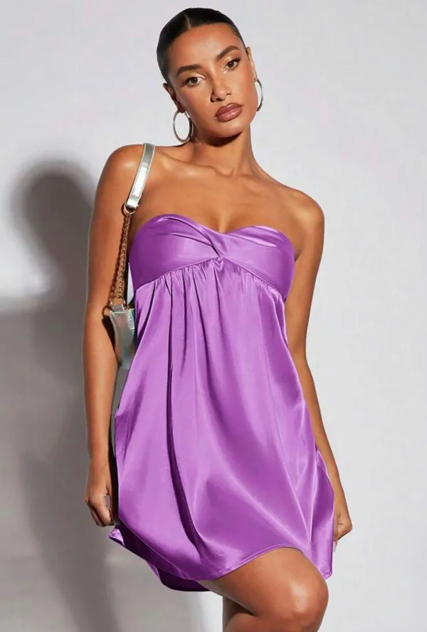 SheIn Purple Strapless Dress - Image 2