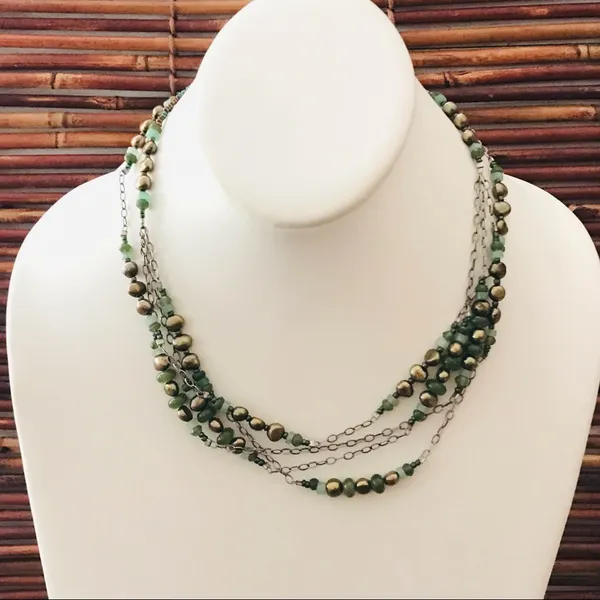 Silpada Multi strand Green Beaded Necklace. 17” - 19” - Image 2