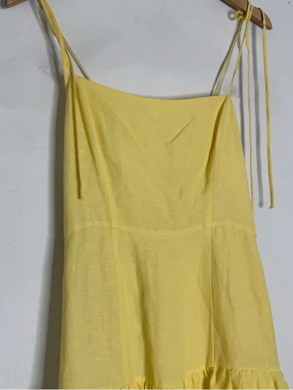 Capulet Yellow Linen Tiered Midi Maxi Dress Tie Strap Revolve Size Small - Image 6