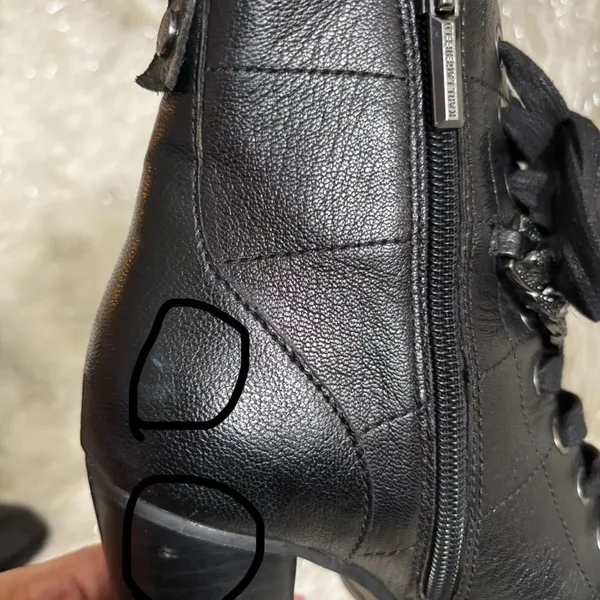 Karl Lagerfeld Black Jade Lace-Up Boots with Side‎ Zipper Size 7M/ 37.5B - Image 10