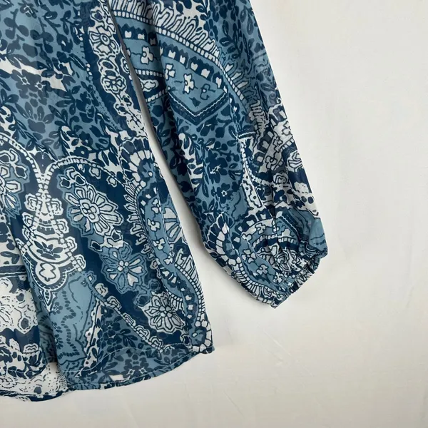 Show‎ Me Your Mumu Blue Paisley Print Bailey Back Tie Romper Long Sleeve XS - Image 8