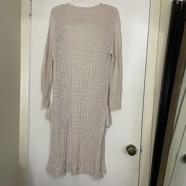 FREE PEOPLE tan knit long lightweight ribbed duster cardigan sweater size XS - Image 6