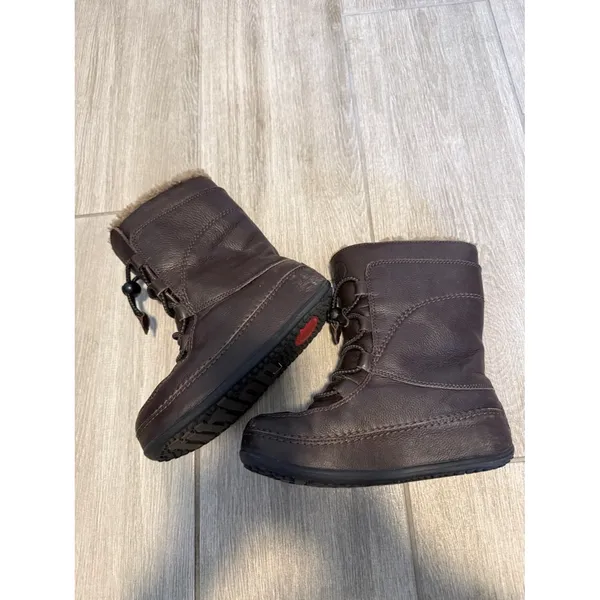FitFlop Mukluk Leather Shearling Lined Winter Boots Brown Womens‎ 6 - Image 9