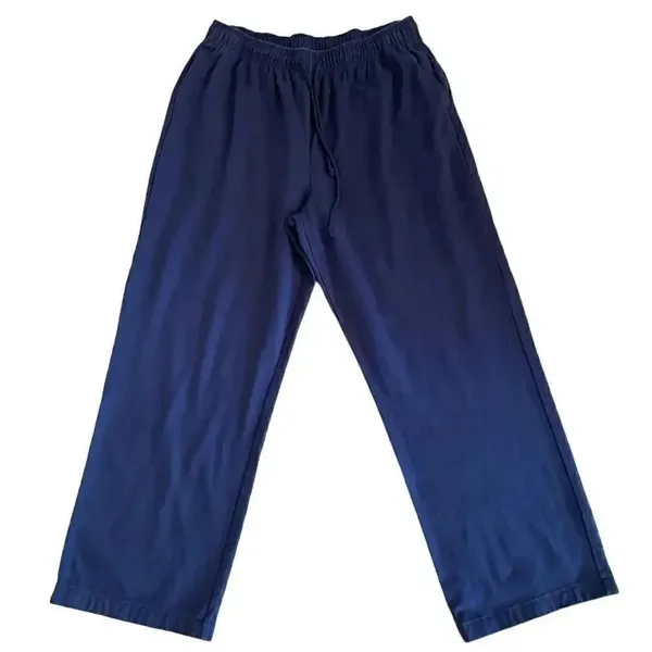 Karen Scott Sport Navy High Rise Wide Leg Pull On Lounge Athleisure Pants SZ L - Image 10