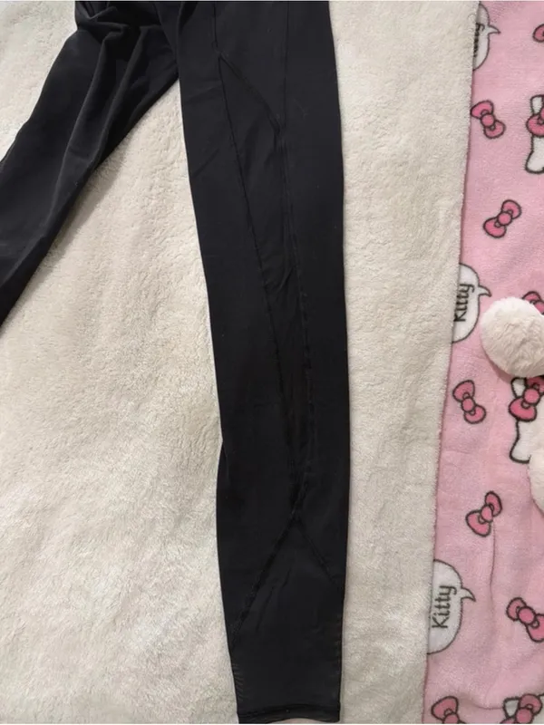 Black Lululemon Leggings with Mesh Detail - Image 3