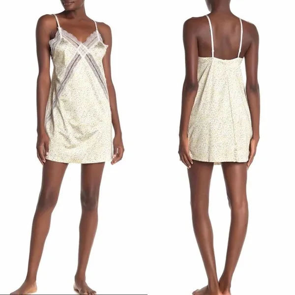 Jason Wu Lace Trim Satin‎ Chemise Slip Negligé Lingerie, Yelllow, Medium, NWT - Image 2