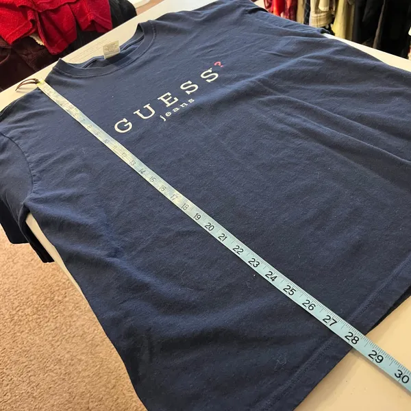 Guess Vintage Blue 100% Cotton USA Oversized Short Sleeve T Shirt Size Large - Image 9