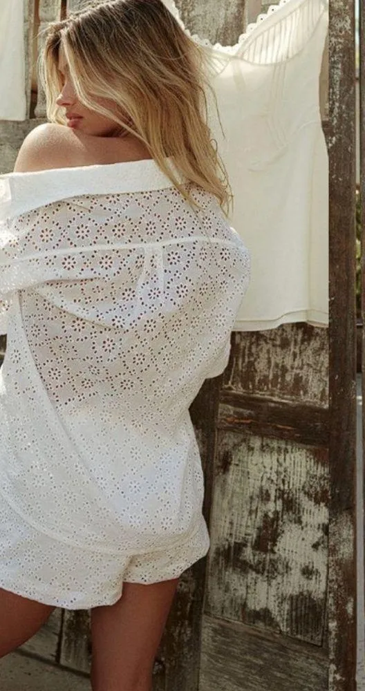 HOUSE OF CB 'Carrie' White Broderie Anglaise Shirt NWOT Size S - Image 3