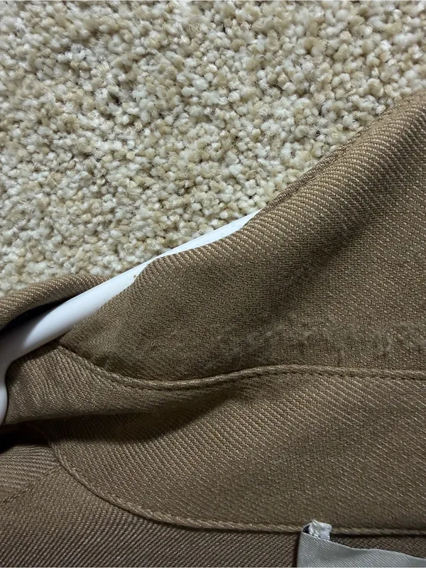 Vince button down shirt long sleeve small tan brown neutral capsule minimal FLAW - Image 3