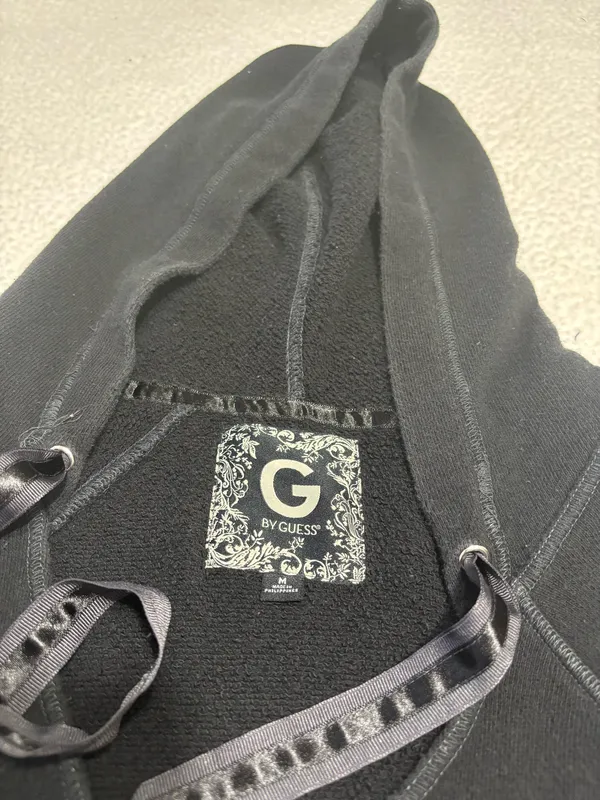 G by Guess Black Pullover Graphic Hoodie Sweatshirt Women's Size XL streetwear - Image 3