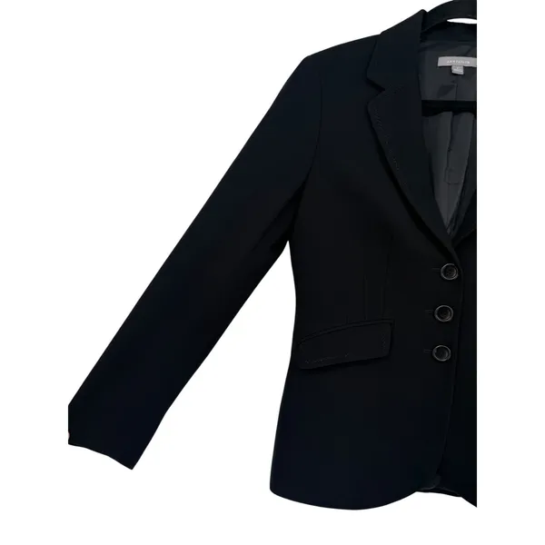 Ann Taylor Womens Black Three Button Pick Stitch Blazer Suit Jacket Sz 4 Career - Image 9