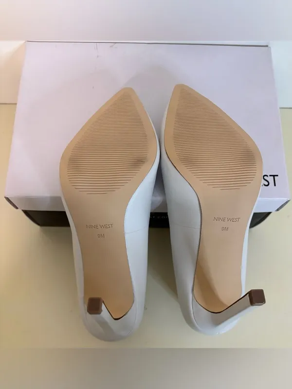 NWT Nine West White Pointed-Toe Leather Pumps - Image 6