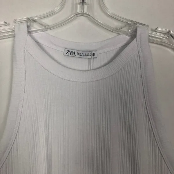 NWT ZARA White Ribbed Crop Top Size Small - Image 4