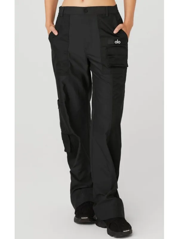 Alo Blaze Trouser Pants Black High-Rise Waist Cargo Windbreaker Hiking Edgy S - Image 4