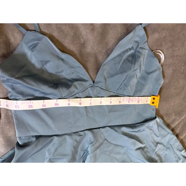 NWT Lulus‎ Going with Elegance Slate Blue Satin Tiered Gown Size Small Formal - Image 8