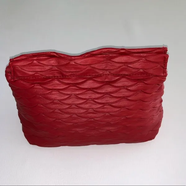 Red Scallop Textured Zippered Cosmetic Makeup Organizer Bag RevitaLash - Image 8
