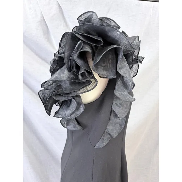 NWT Aidan Mattox Black One Shoulder Ruffle Cocktail Dress Sz‎ 10 - Image 3