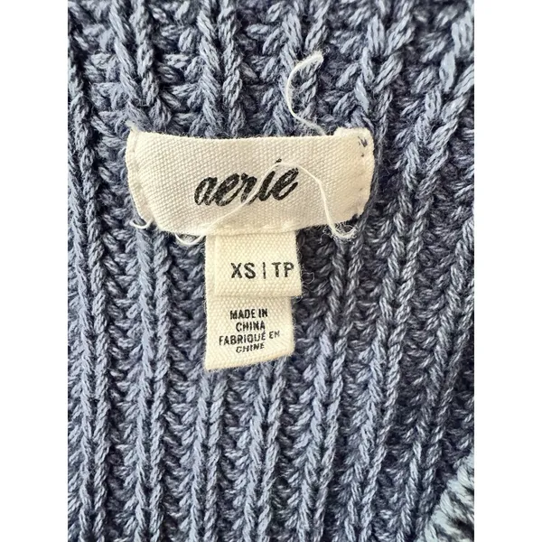 Aerie Wide V-Neck Oversized Pullover‎ Sweater Distressed Blue Women's Size XS - Image 7
