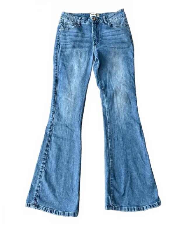 Vipones Women's Denim Jeans Size 8 Flare Bell Bottom Faded Streetwear Urban City - Image 2