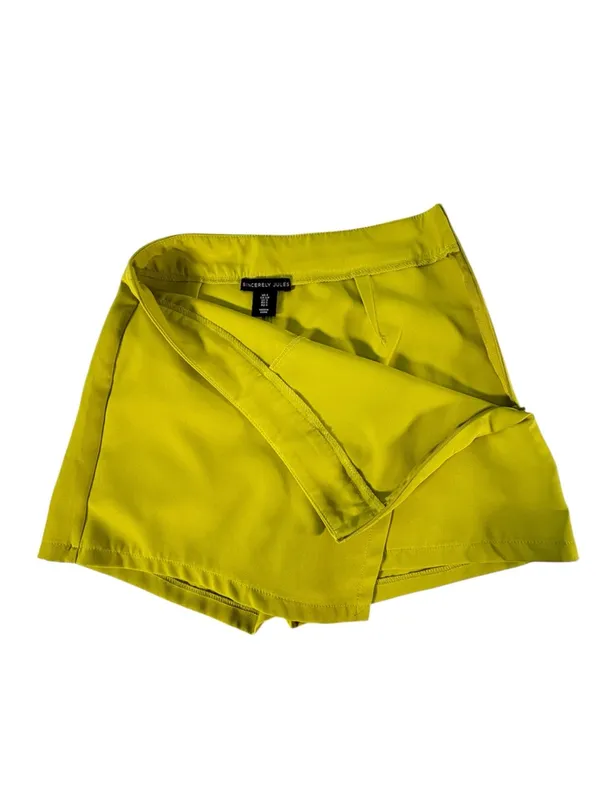 Sincerely Jules Chartreuse Skort S Wrap Mini High Waist Tenniscore Y2K - Image 4