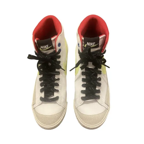 Nike Blazer Mid‎ 77 Youth Size 6.5Y White/Hyper Royal Volt/Hibiscus DV2234-100 - Image 3