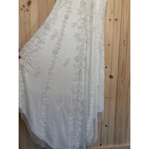 NWT Lulus Momentous Love White Beaded Bustier Mesh Mermaid Maxi Dress Bride XS - Image 8