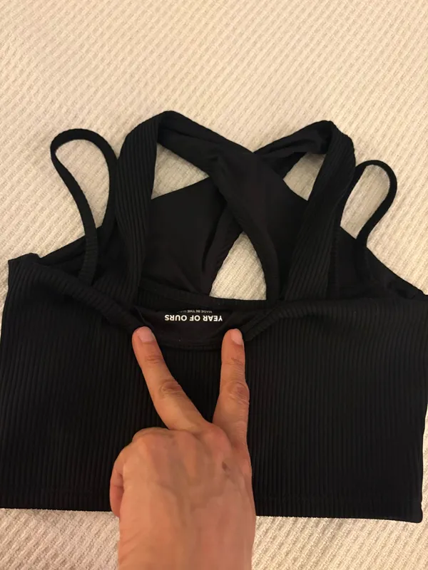 Year of Ours Black Crisscross Double-Strap Crop Bralette - Image 4