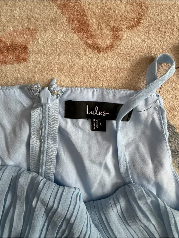 Lulu's Came For Cocktails Light Blue Pleated Tiered Lace Maxi Dress - Image 7