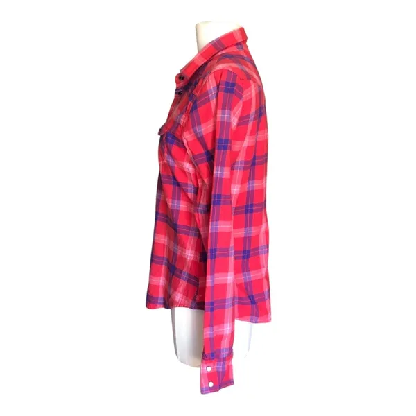 American Eagle Outfitters Plaid Button Up Shirt Red Blue Long Sleeve Small - Image 5