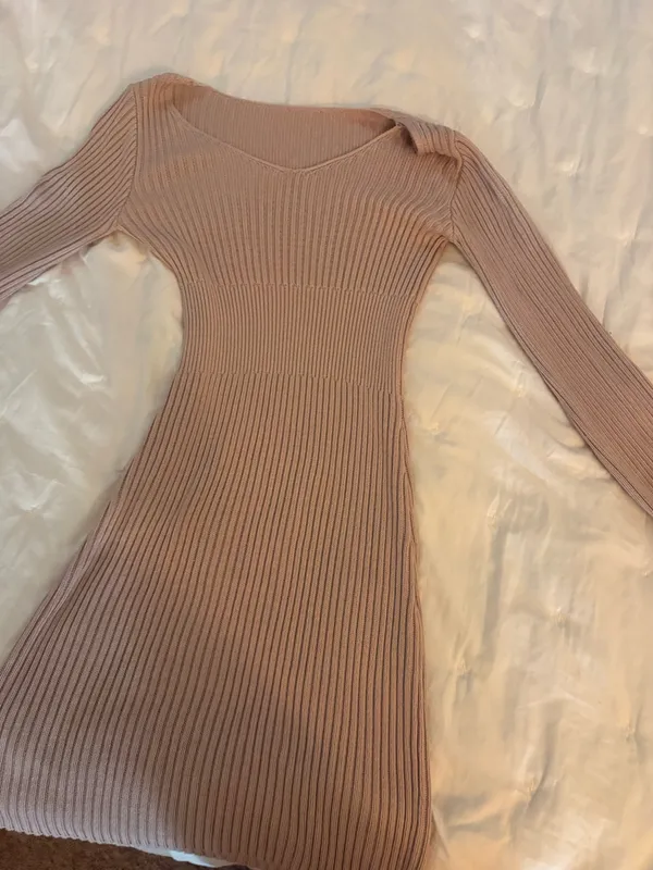 Beige ribbed sweater dress Amazon  - Image 3
