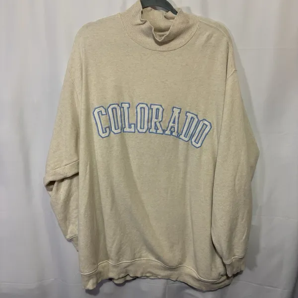 Aerie Colorado Sweatshirt XL Women’s Embroidered Mock Neck Pullover Pocket - Image 2