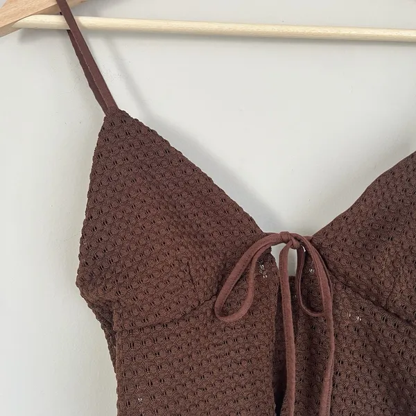 H&M Brown Pattern Knit Beach Swim Cover Up Set Size Small - Image 7