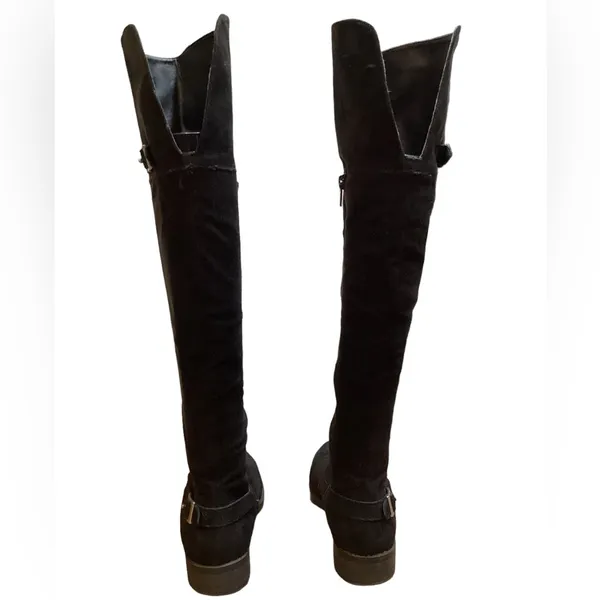 Suede over the knee boots. Black. Size 8 - Image 4