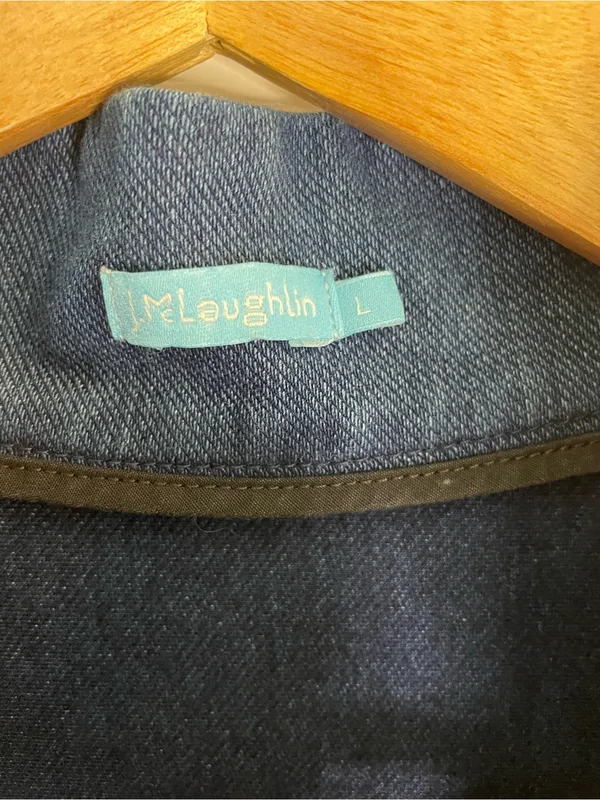 J. McLaughlin Sleeveless Dark Blue Denim Zip-Front Dress Size Large trad wife - Image 2