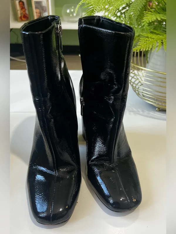 Vince Camuto Black Patent Square Toe Ankle Booties - Image 5