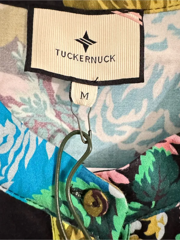 Tuckernuck Floral Shirt Dress Medium Blue Green Botanical Print NWT - Image 7
